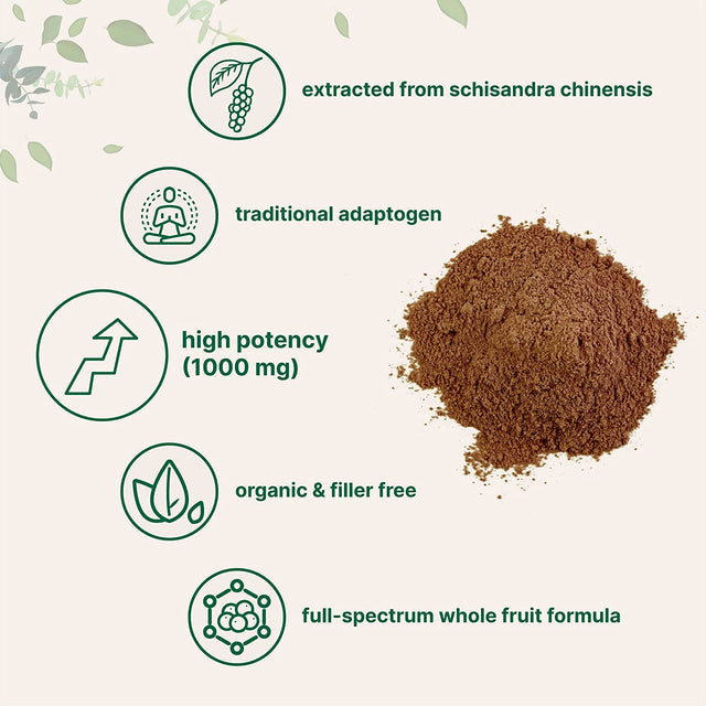 Organic Schisandra Extract Powder, 8 Ounce, Traditional Adaptogen and Filler Free, Pure Schisandra Supplement, Supports Liver Detox and Cognitive Health, No Gmos