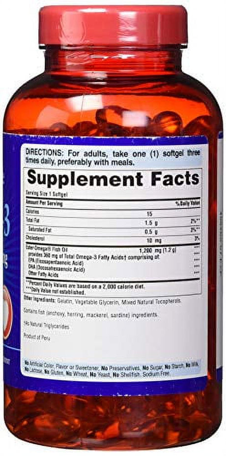 Omega-3 Fish Oil 1200Mg, 200 Softgels by Puritan'S Pride (13328)