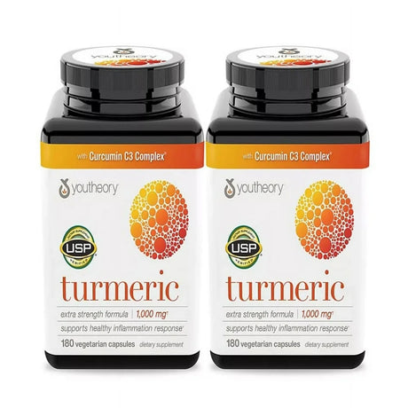 Youtheory Turmeric Extra Strength Formula 1,000 Mg., 180 Capsules 2PK