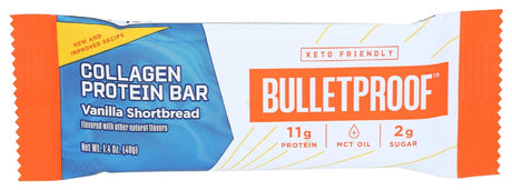 Collagen Protein Bars, Vanilla Shortbread, 11G Protein, Single Bar, Bulletproof Grass Fed Healthy Snacks, Made with MCT Oil, 2G Sugar, No Added Sugar, 1.4 Oz