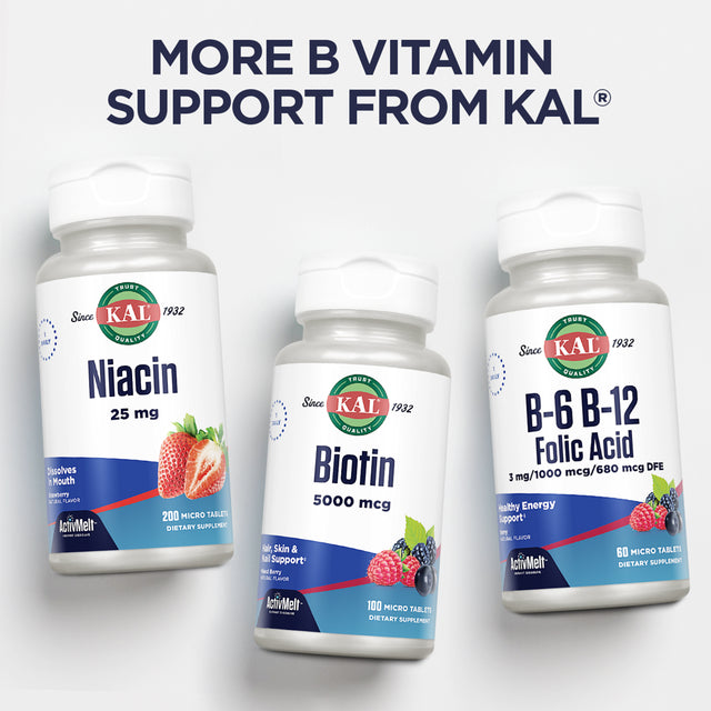 KAL B-12 1000 Mcg Sustained Release | Healthy Metabolism, Energy, Nerve & Red Blood Cell Support | Vegetarian | Lab Verified | 100 Tablets