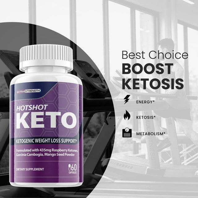 Hotshot Keto - Dietary Supplement for Weight Loss - Energy & Focus Boosting Supplements for Weight Management & Metabolism - Advanced Fat Burn Raspberry Ketones Pills - 300 Capsules (5 Pack)