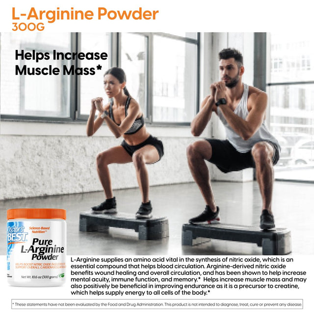 Doctor'S Best L-Arginine Powder, Non-Gmo, Vegan, Gluten Free, Soy Free, Helps Promote Muscle Growth, 300 Grams