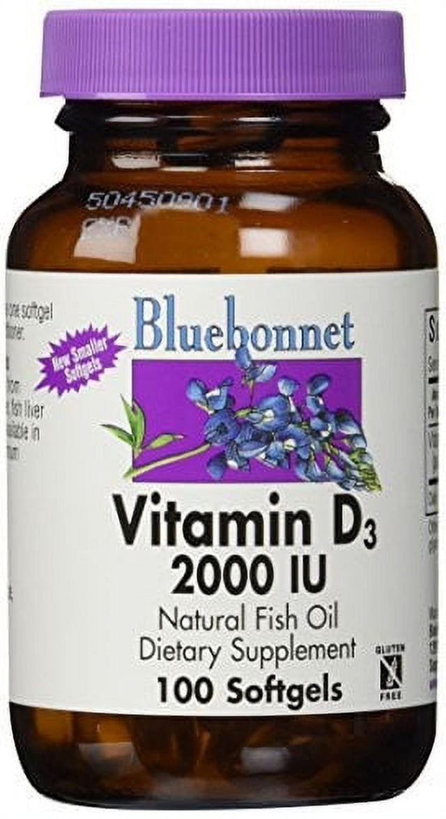 Bluebonnet Nutrition Vitamin D3 2000 IU Softgels, 100 Ct