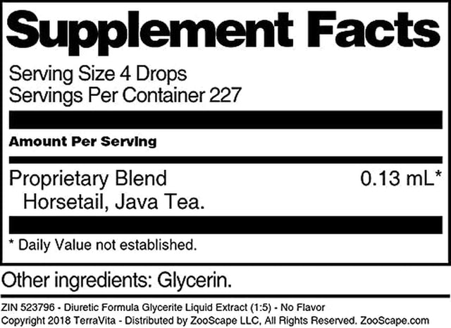 Diuretic Formula Glycerite Liquid Extract (1:5) - No Flavor (1 Oz, ZIN: 523796)