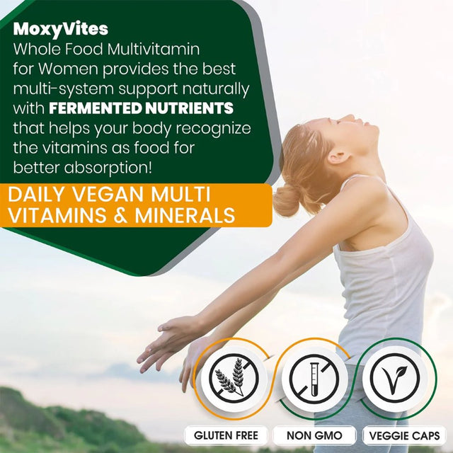 Whole Food Womens Multivitamin - Daily Multivitamins & Minerals from Organic Fermented Nutrients, Probiotics, Enzymes, Coq10, Omega 3-6, Hormone Balance- 90 Vegan Capsules Non GMO