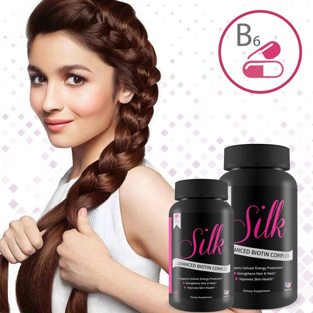 Silk Advanced Biotin Complex - Promotes Stronger, Longer Hair - Healthier Skin - Ultimate Nail Strength - 60 Capsules