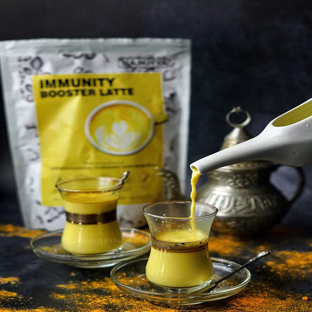 NAMHYA Immunity Booster Latte, 100% Natural with Goodness of Turmeric, Ashwagandha, Coconut Flakes, Tulsi (Basil) & Moringa, 3.53 Oz (100 Grams)