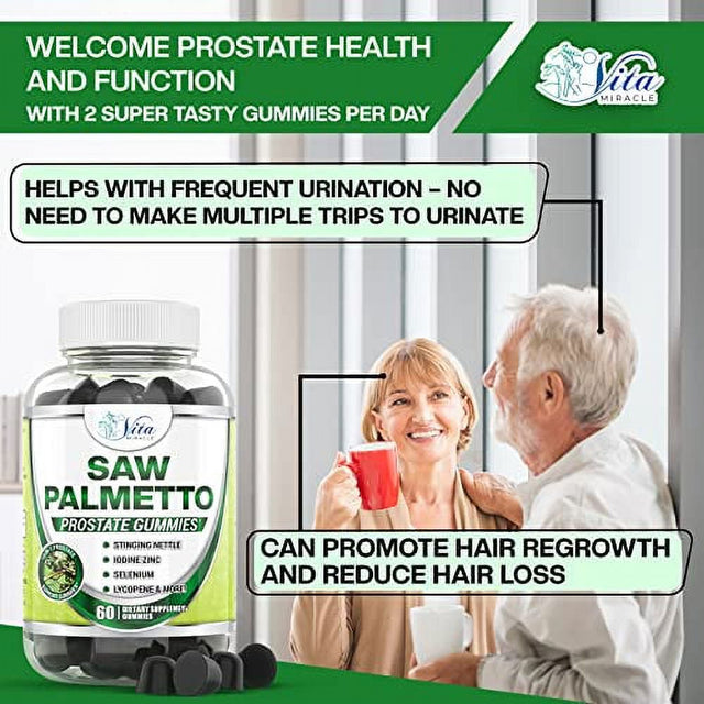 Saw Palmetto Gummies - Saw Palmetto for Women - Prostate Supplements for Men - Saw Palmetto for Women Hair Loss DHT Blocker for Hair Growth Extract and Beta Blocker Supplement for Hair Loss