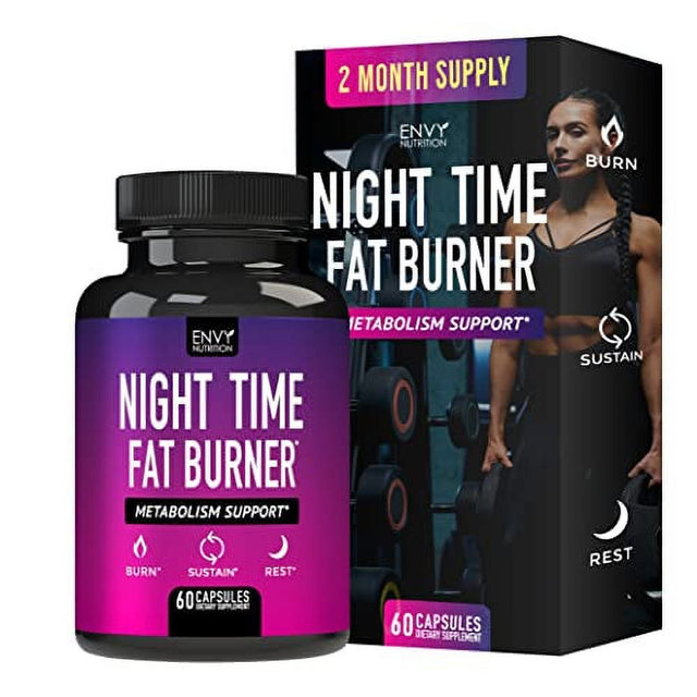 Night Time Fat Burner - Metabolism Support, Appetite Suppressant and Weight Loss Diet Pills for Men and Women - 60 Capsules.