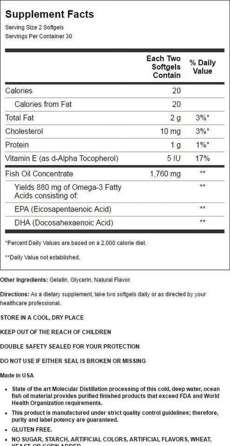 Nature'S Blend Omega-3 Fish Oil Extra Strength 1,760 Mg 60 Sgels