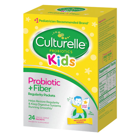 Culturelle Kids Probiotic and Fiber Packets, Digestive Health and Immune Support for Kids 3+ Months, 24 Count