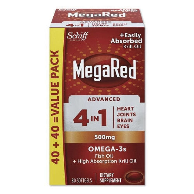 Megared-1Pk Advanced 4-In-1 Omega-3 Softgel, 500 Mg, 80 Count