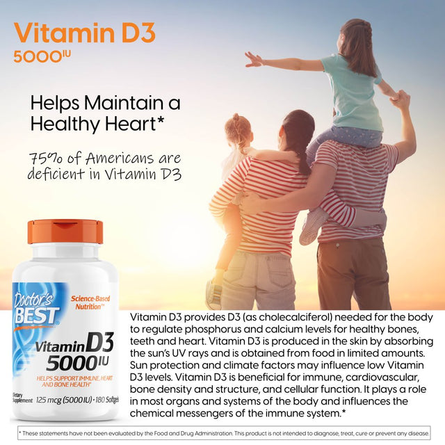 Doctor'S Best - Vitamin D3 5000 IU - 180 Softgels