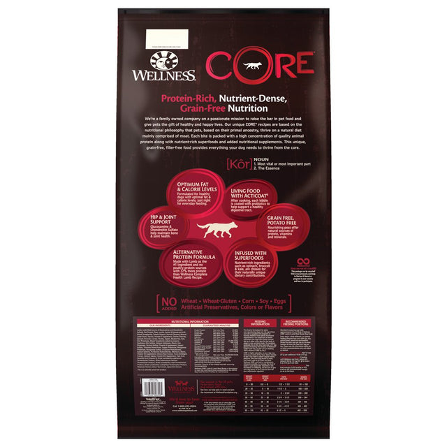 Wellness CORE Natural Grain Free Dry Dog Food, Lamb, 22-Pound Bag