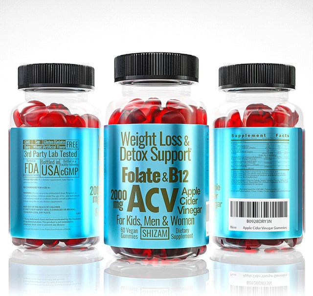 Weight Loss Detox Gummies. for Kids & Women W/Beet Root & 2000Mg ACV Apple Cider Vinegar Gummies with Mother, B12 & B9 Vitamin-480Mcg Folic Acid