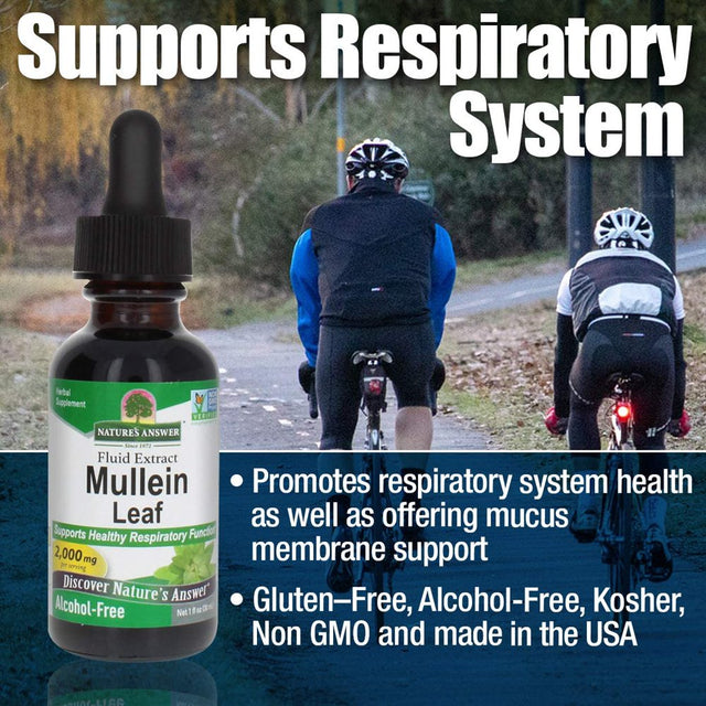 Nature'S Answer Mullein Leaf | Herbal Supplement | Supports Healthy Respiratory Function & Healthy Mucous Membranes | Non-Gmo & Kosher | Gluten-Free & Alcohol-Free 1Oz