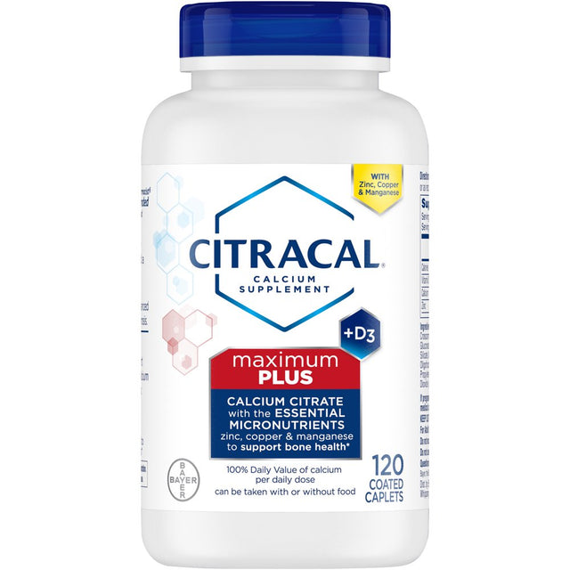 Citracal Maximum plus Calcium Citrate with Vitamin D3, Caplets, 120Ct