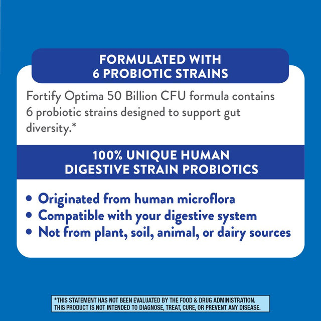 Nature'S Way Fortify Optima 50 Billion Daily Probiotic, Probiotic Strains, Supports Digestive and Immune Health, 30 Capsules