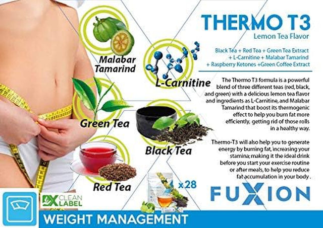 Fuxion Fast Acting Ketosis W. Exogenous Ketones Drink Thermo T3 Raspberry Lemon Tea Flavor,Thermogenic Boost before Excercise(3 Sachets)