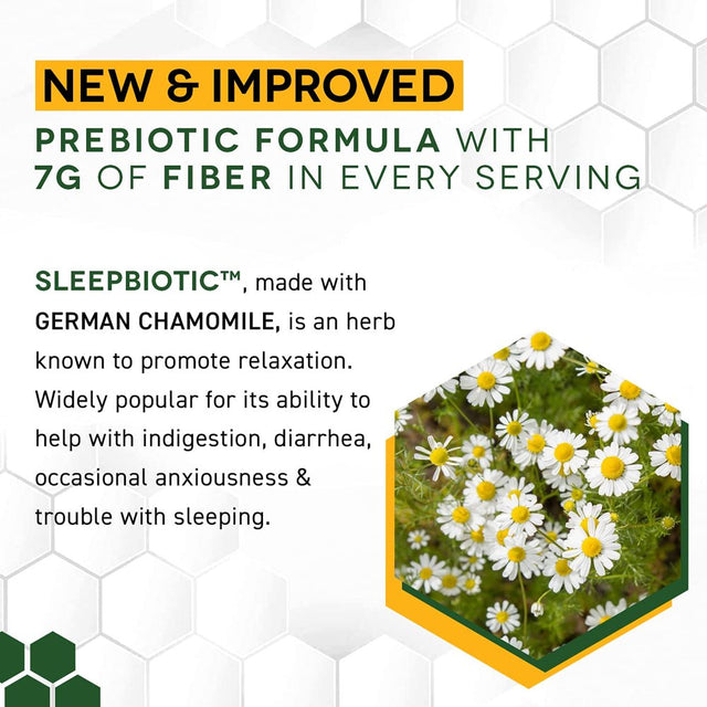 Natural Stacks Sleepbiotic Prebiotic Fiber Blend - Prebiotic Fiber Powder W/ German Chamomile & Green Banana Flour - Prebiotic Powder Fiber Supplement for Healthy Gut & Deep Sleep, 292G [20 Servings]