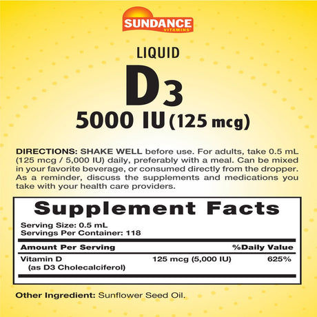 Sundance Vitamins D3 5000 IU Liquid - 2 Oz