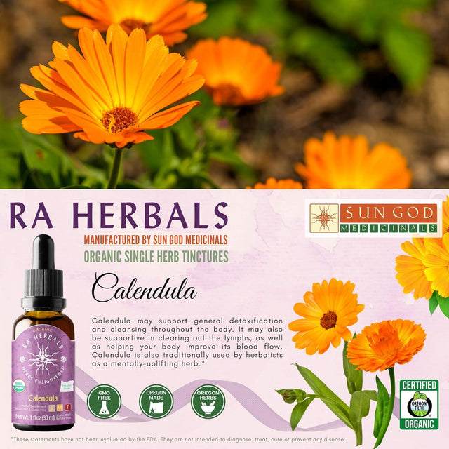 Ra Herbals Organic Calendula Liquid Extract - Detox Support - 1 Fl Oz