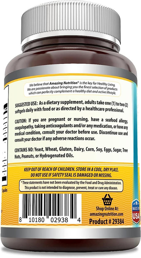 Amazing Omega Norwegian Cod Liver Oil 1250 Mg 120 Softgels Supplement (Fresh Orange Flavor)