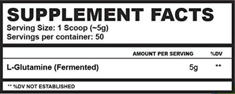 L-Glutamine | 250G Unflavored Glutamine | 50 Servings | Vegan | Non-Gmo | Muscle Recovery | Gut Health | Immune System Support