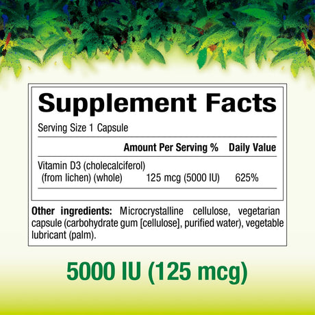 Whole Earth & Sea from Natural Factors, Vitamin D3 5000 IU (125 Mcg), Whole Food Supplement, Vegan, 60 Capsules (60 Servings)