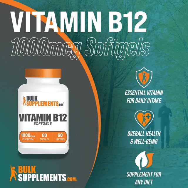 Bulksupplements.Com Vitamin B12 Softgels, 1000Mcg - Vitamin B12 Supplements (60 Softgels - 60 Servings)