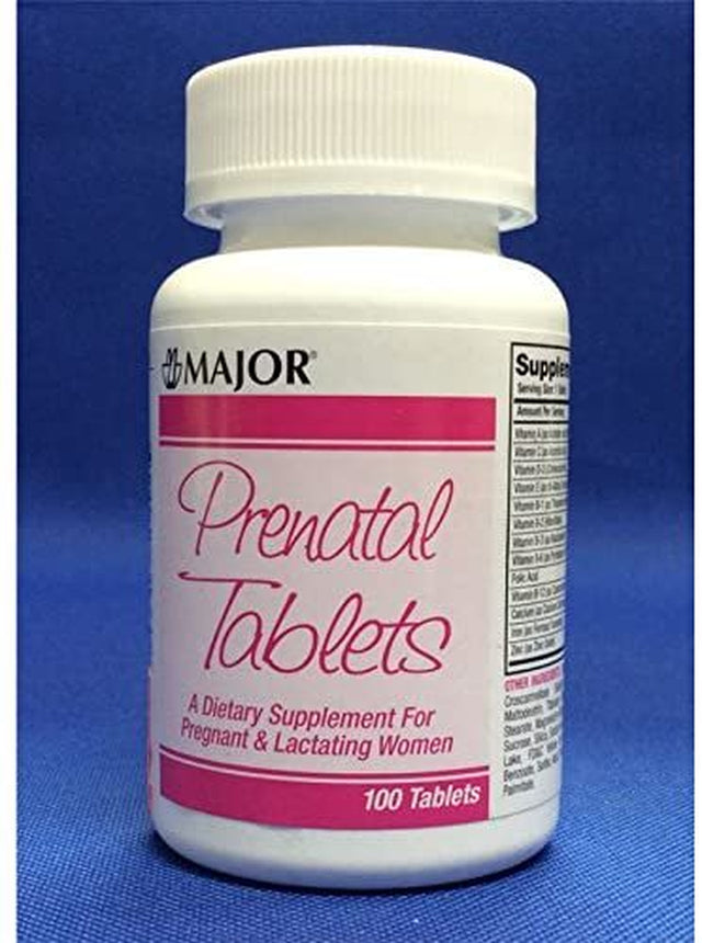 Major Prenatal Vitamins, Dietary Supplement, Bottle of 100 Tablets