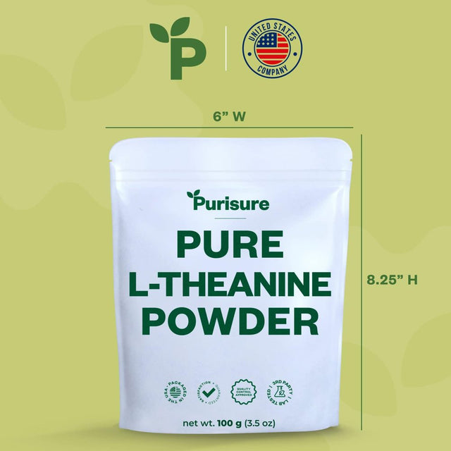 Purisure L-Theanine Powder, 100G, Concentration & Brain Health, 1000 Servings