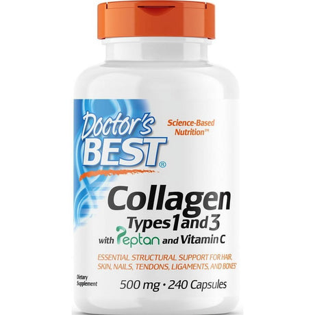 Doctor'S Best Collagen (Types 1, 3) + Peptan Capsules, 500 Mg, 240 Ct