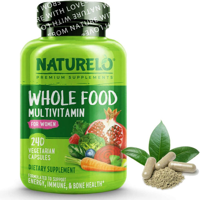 NATURELO Whole Food Multivitamin for Women - with Vitamins, Minerals, & Organic Extracts - Supplement for Energy and Heart Health - Non GMO - 240 Vegan Capsules