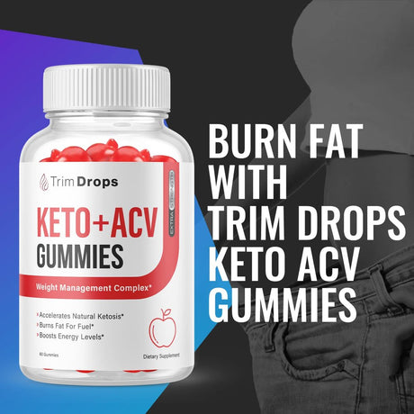 (2 Pack) Trim Drops Keto ACV Gummies - Supplement for Weight Loss - Energy & Focus Boosting Dietary Supplements for Weight Management & Metabolism - Fat Burn - 120 Gummies