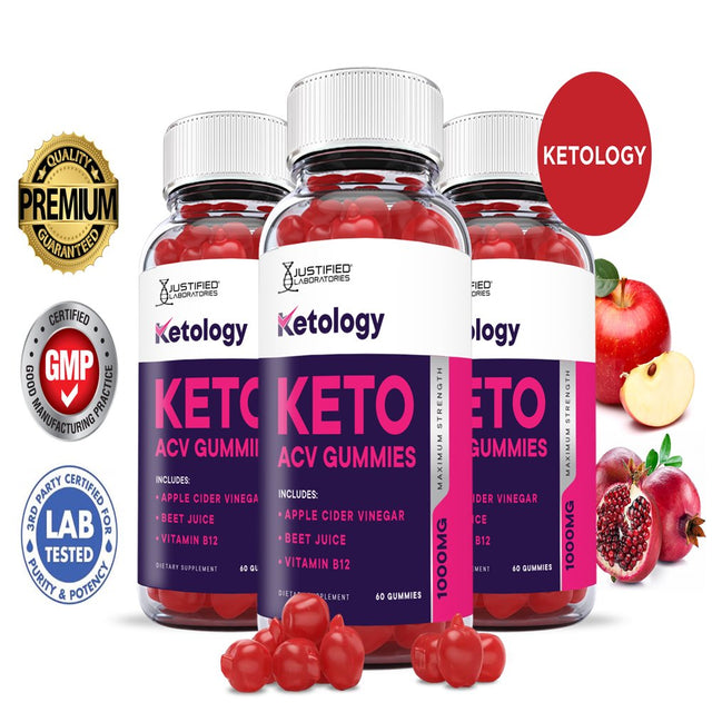 (3 Pack) Ketology Keto ACV Gummies 1000MG Dietary Supplement 180 Gummys