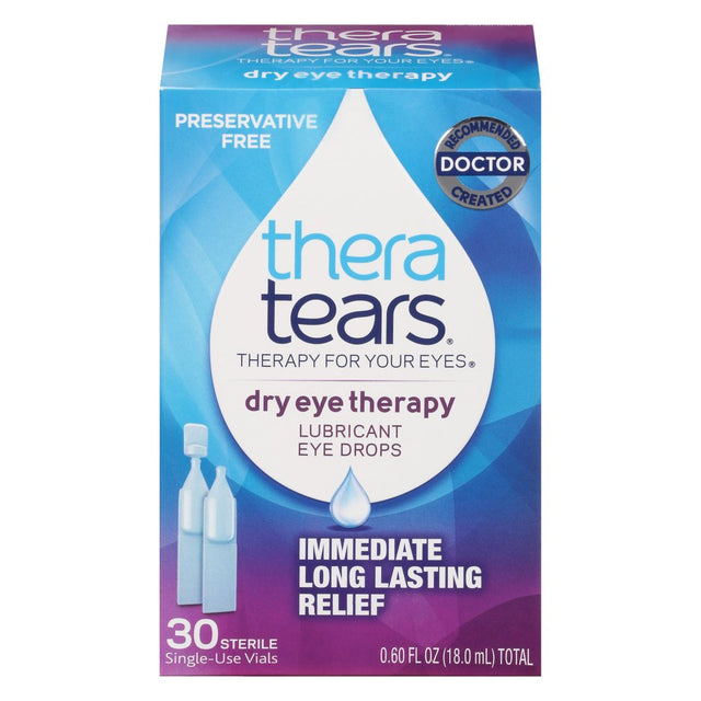 Theratears Dry Eye Therapy Lubricating Eye Drops, Preservative Free, 30 Single-Use Vials