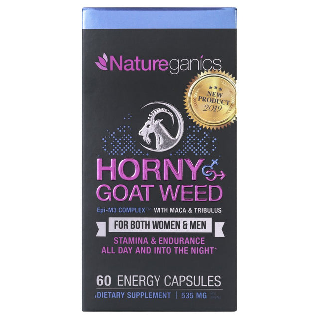 Natureganics Horney Goat Weed, Women and Men'S Performance Pills, 60 Capsules, Sexual Health Supplement, EPI-M3 Complex, Maca, Tribulus Terrestis, L-Arginine, L-Tyrosine, Ashwagandha