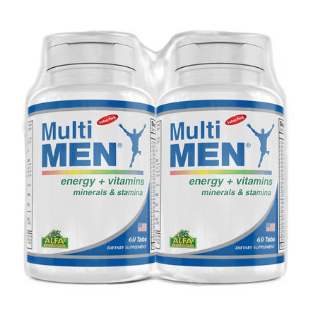 Multi Men Daily Multivitamins Tablets for Men by Alfa Vitamins for Energy + Vitamins - Daily Minerals & Stamina- 60 Tablets - 2 Pack