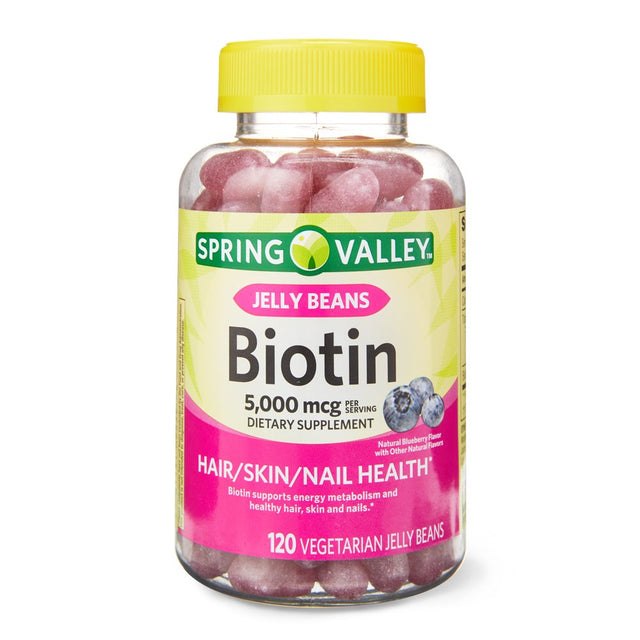 Spring Valley Biotin, 5,000 Mcg Vegetarian Jelly Beans Supplement, 120 Count