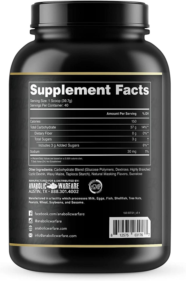 Anabolic Warfare Glyco Surge Glycogen Supplement Performance Carbs to Help Lean Muscle Growth, Post Workout Recovery and Endurance* (Natural - 40 Servings)