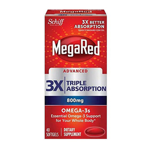 Schiff Megared Advanced Triple Absorption Omega 3 for Overall Health 800 Mg Softgels, 40 Ea, 2 Pack