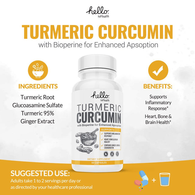 Complete Turmeric Curcumin Capsules - anti Inflammatory Supplement for Joint Health and Support - Turmeric Curcumin with Bioperine for Fast Absorption (60 Dietary Capsules)