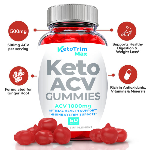 (2 Pack) Keto Trim Max Keto ACV Gummies - Supplement for Weight Loss - Energy & Focus Boosting Dietary Supplements for Weight Management & Metabolism - Fat Burn - 120 Gummies