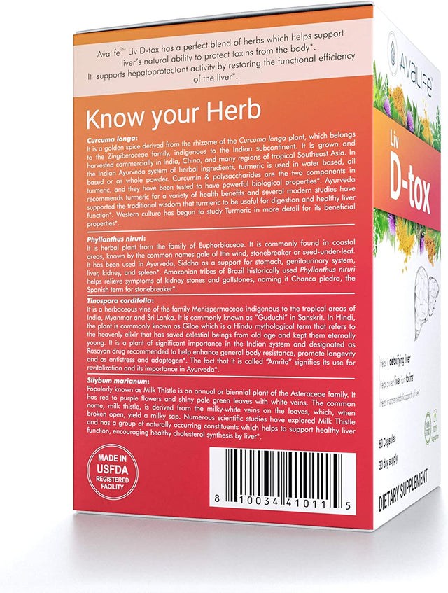 Liv D-Tox - Liver Cleanse & Detox Supplement (60 Capsules) with Turmeric Curcumin, Milk Thistle, and Natural Herbs to Aid Liver & Colon Support | Gluten Free, Vegetarian, Non-Gmo 30-Day Supply