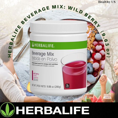 HERBALIFE Beverage Mix: Wild Berry 9.88 Oz.(280G) Protein-Based Snack for Energy and Nutrition, Helps Satisfy Hunger Cravings between Meals, 0 Sugar, Naturally Flavored