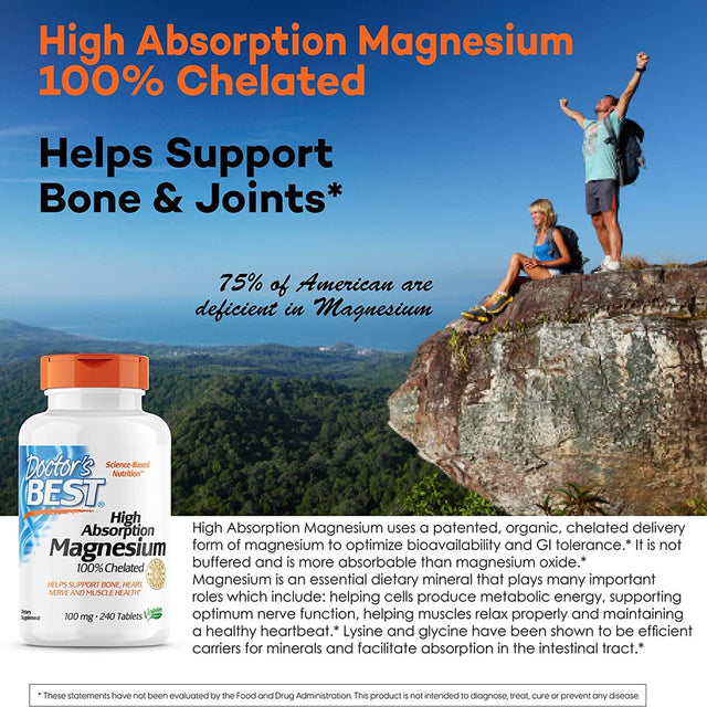 Doctor'S Best - High Absorption 100% Chelated Magnesium, 240 Tablets - 2 Packs