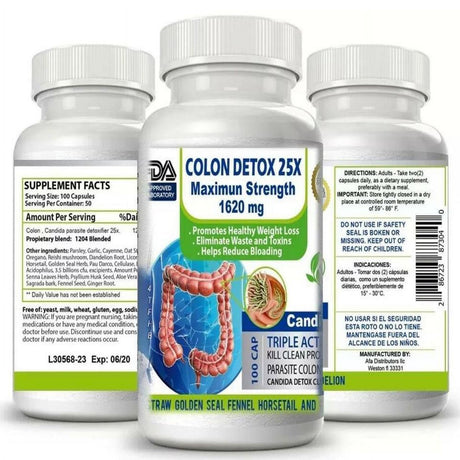 Detox Colon & Body Cleanse Maximum Strength Cleansing Diet Weight Loss Pills 100 Capsules