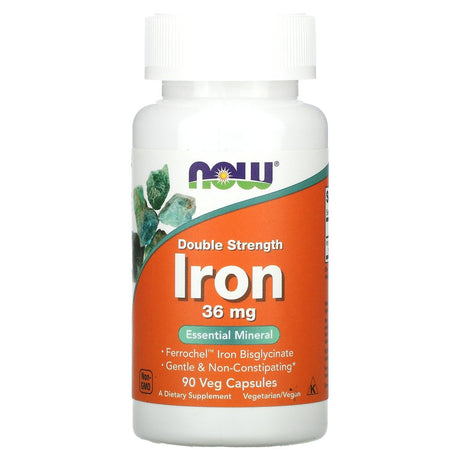 NOW Foods, Iron, Double Strength, 36 Mg, 90 Veg Capsules